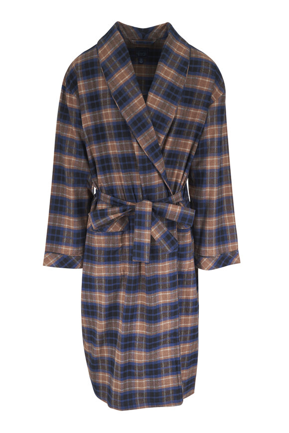 Majestic Brown Plaid Flannel Robe - view 1