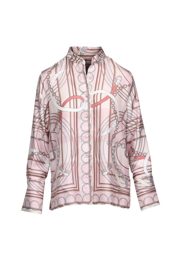 Rani Arabella Pink Chain Print Silk Blouse