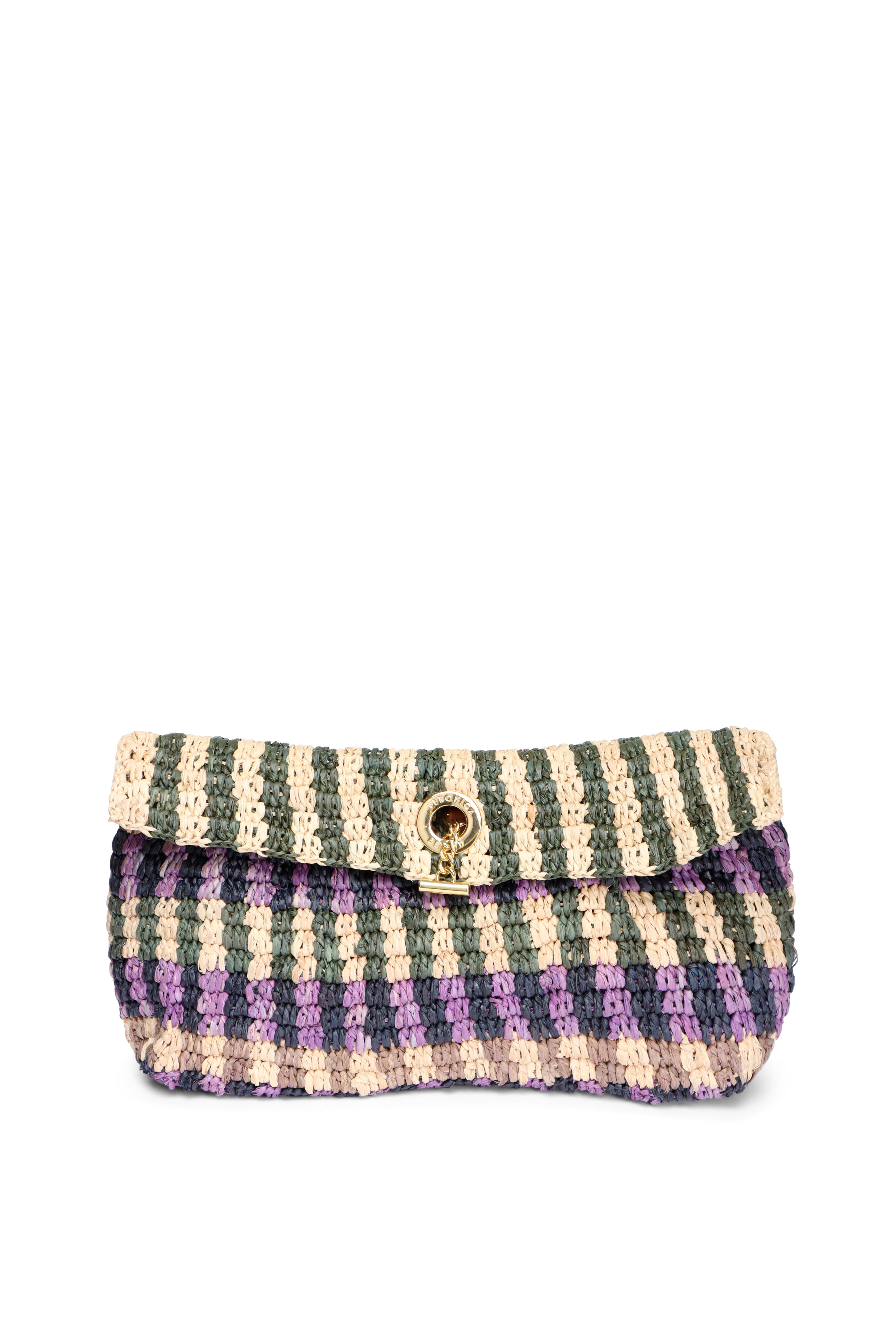 Veronica Beard - Purple Multi Raffia Anchor Clutch