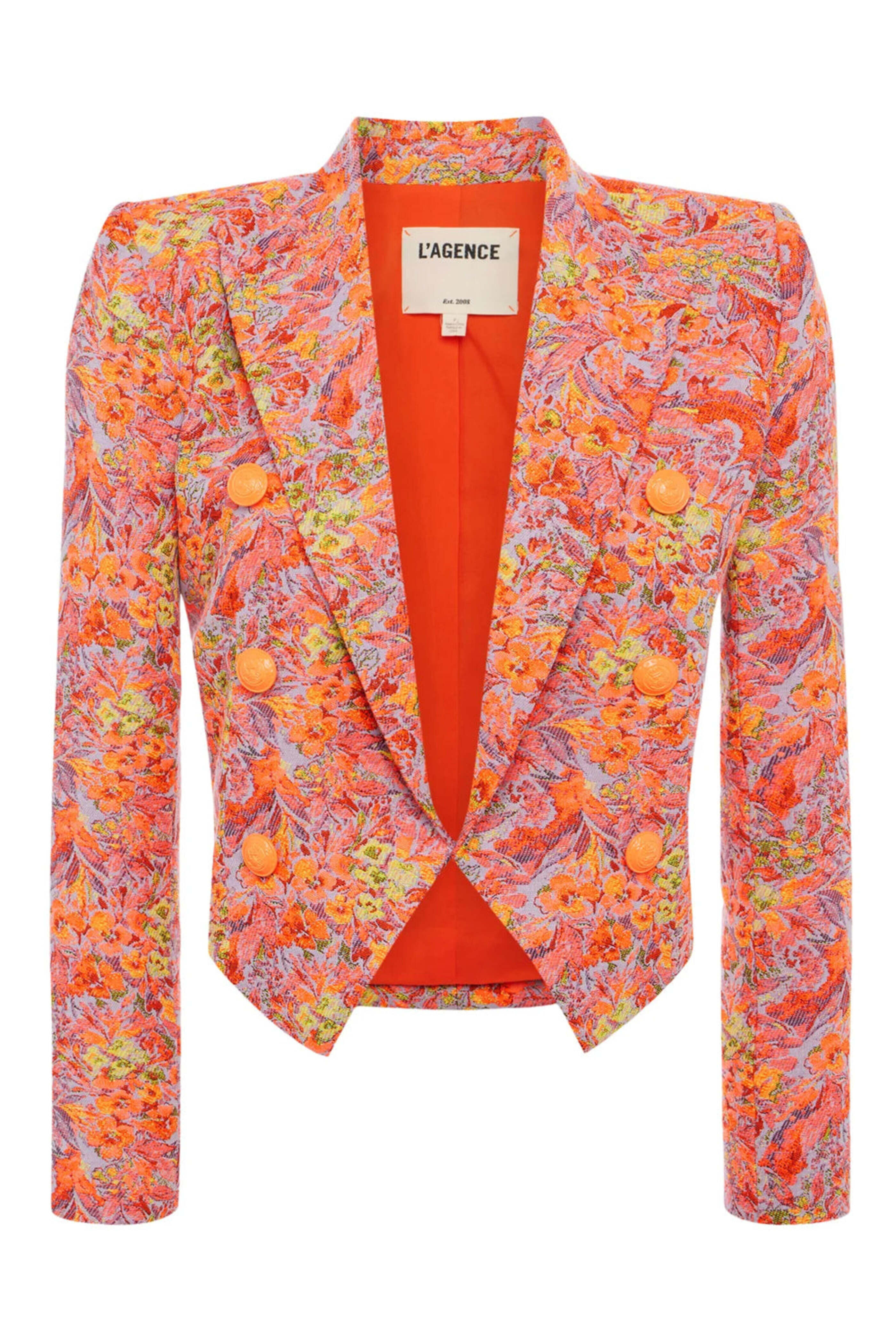 L'Agence - Orange Floral Lila Boxy Blazer