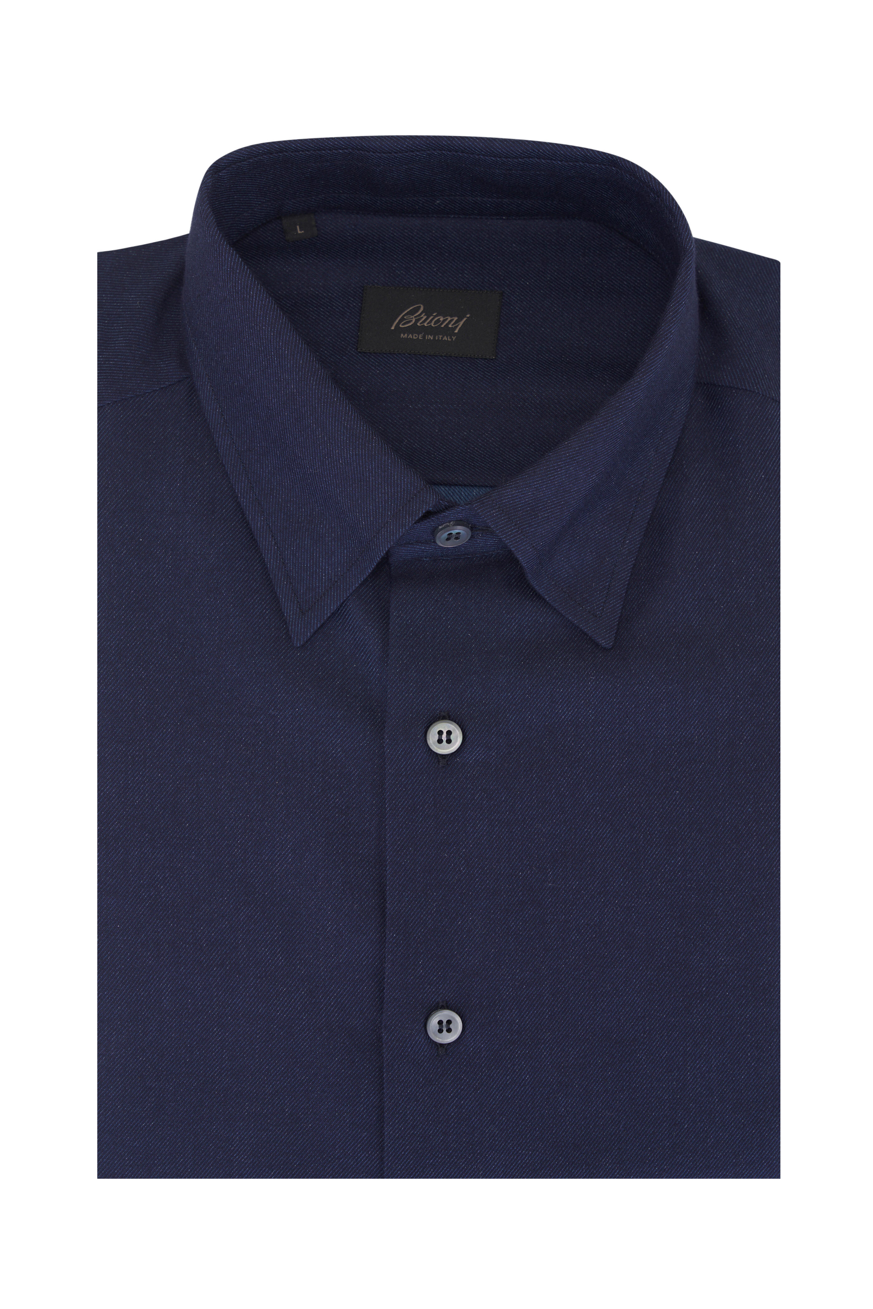 Brioni - Sapphire Blue Cotton & Cashmere Sport Shirt