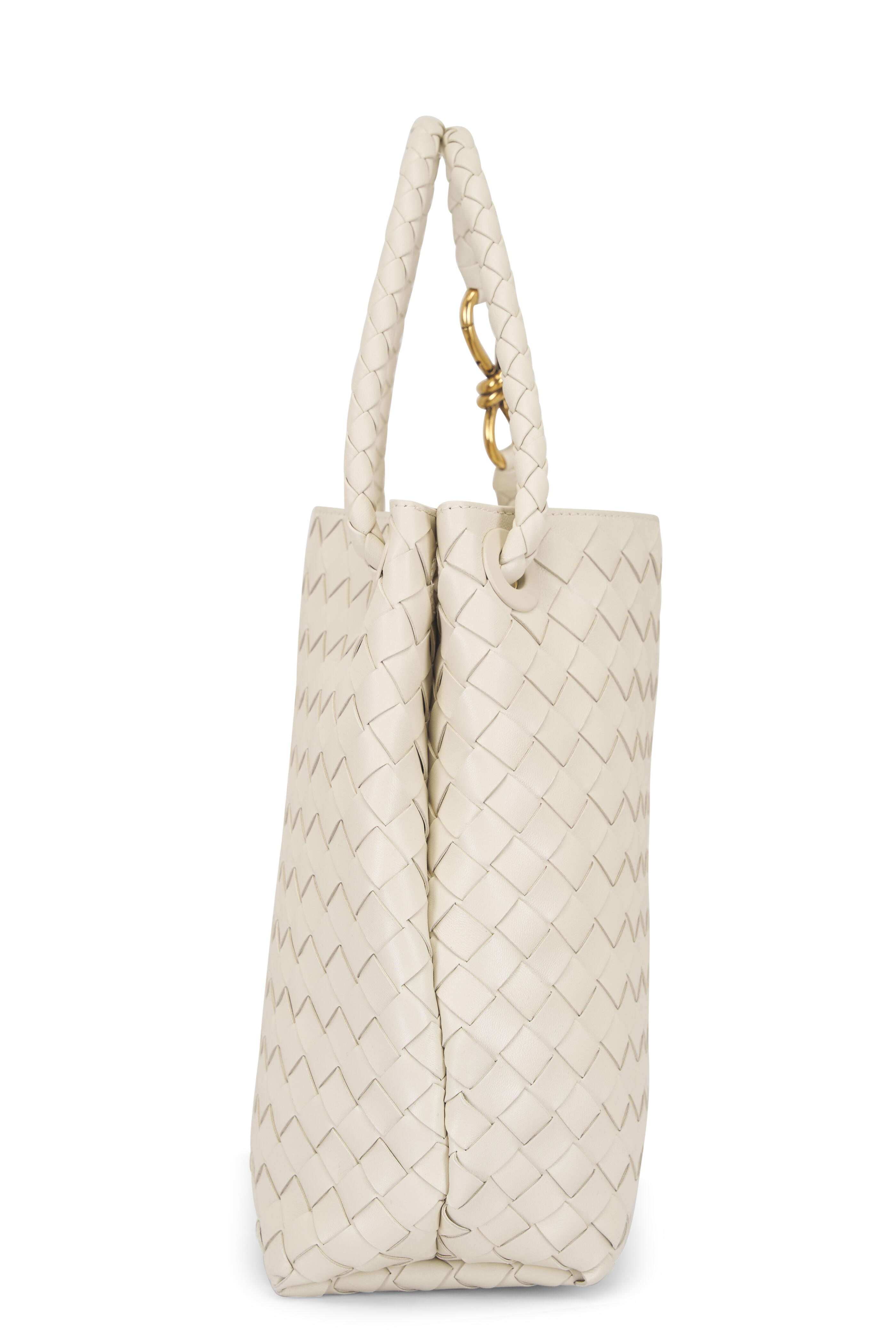 Bottega Veneta - Small Andiamo Sea Salt Woven Leather Bucket Bag