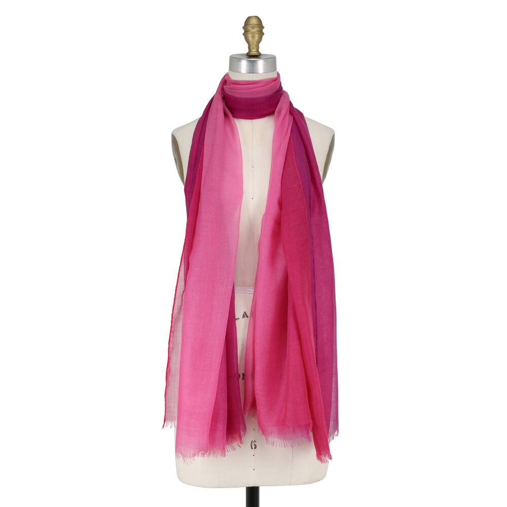Loro Piana - Raspberry Cashmere Ombré Scarf | Mitchell Stores