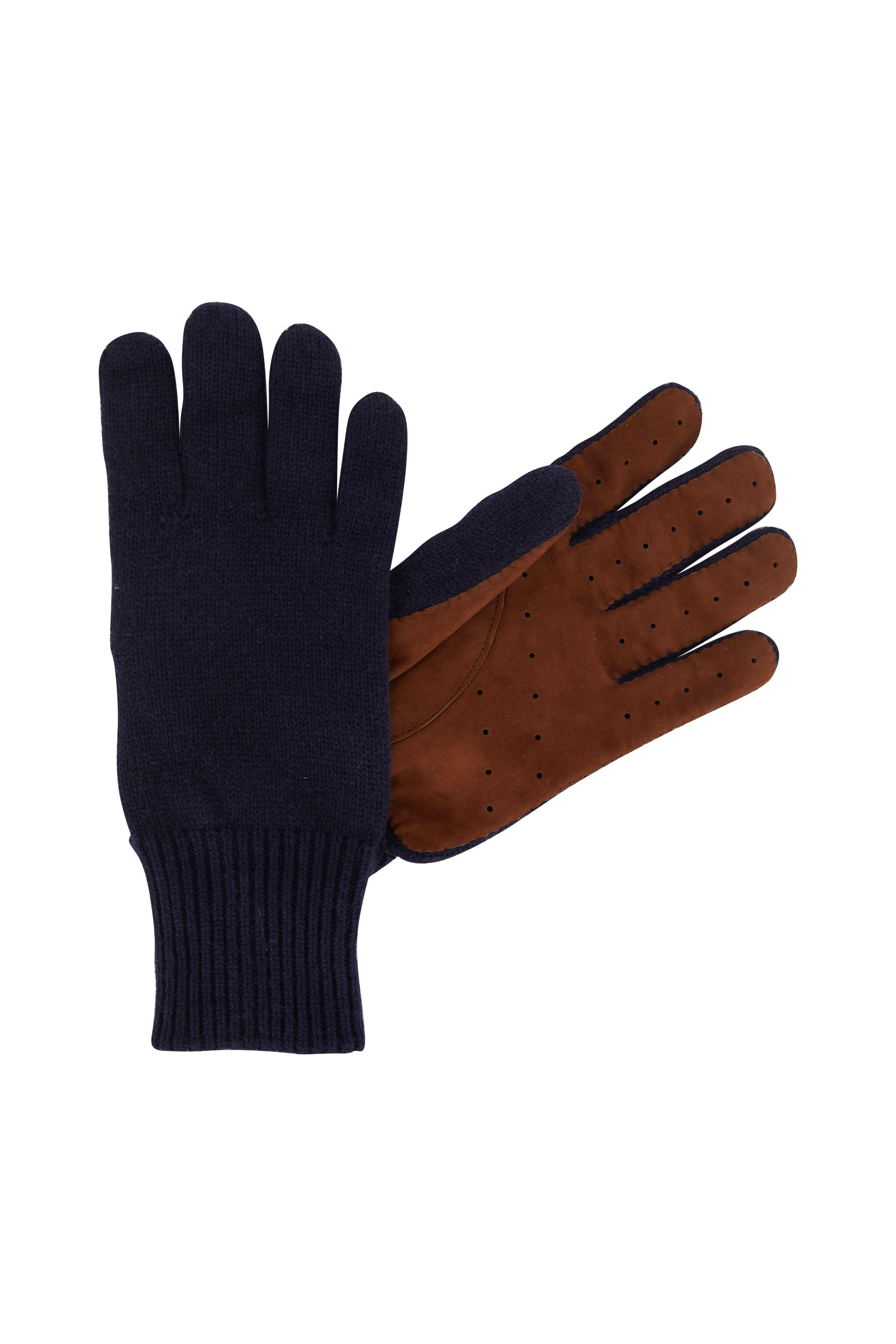 Brunello Cucinelli - Navy Blue Cashmere & Suede Gloves