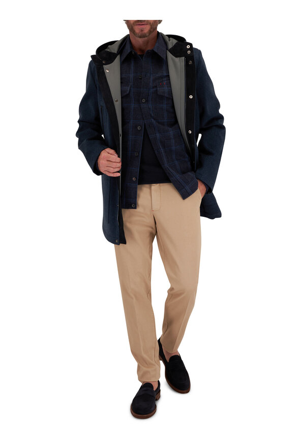 Isaia - Waffle Navy Silk & Cashmere Crewneck Sweater