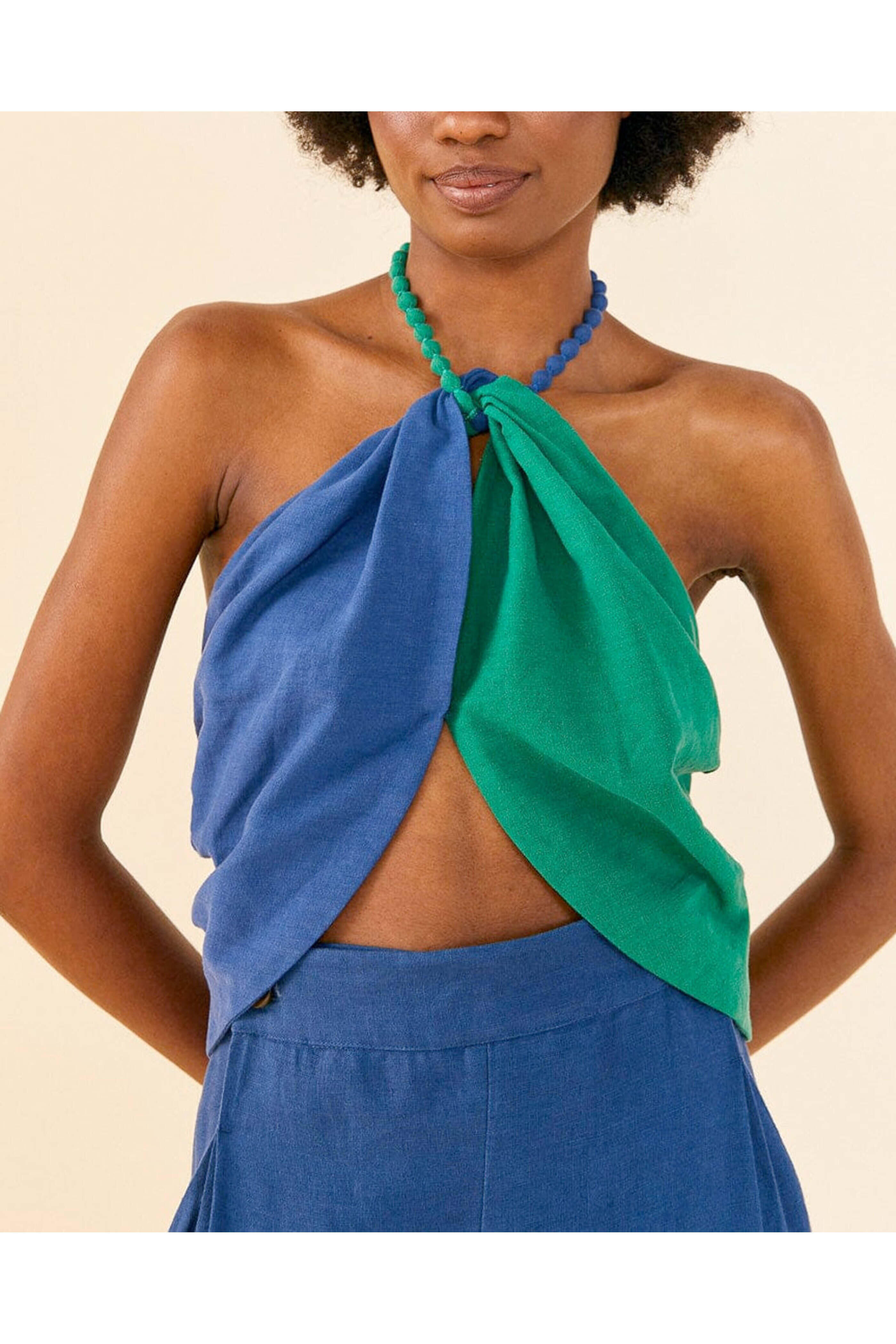 Farm Rio - Blue and Green Crop Top