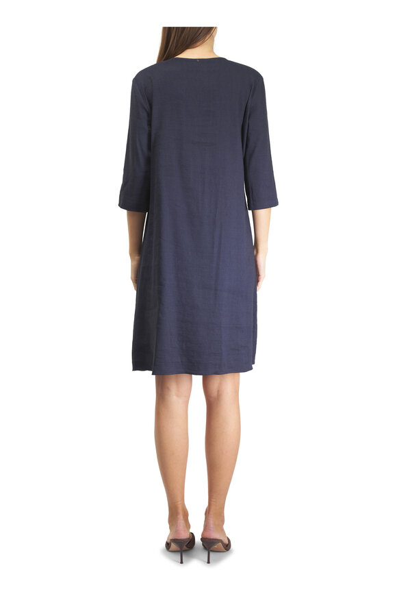 Peter Cohen Ethnic Navy Stretch Linen Viscose Dress - view 4