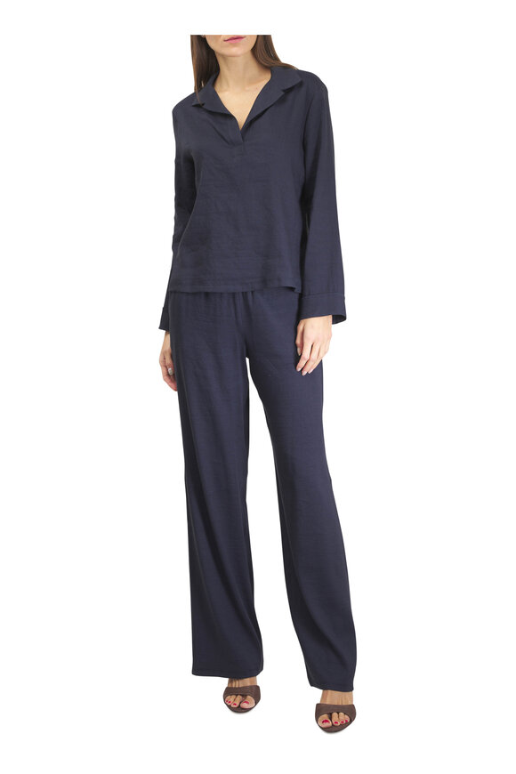 Peter Cohen Pocket Navy Stretch Linen Viscose Pant - view 2