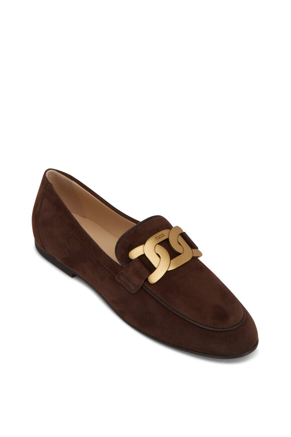 Tod's - Brown Suede Chain Flat