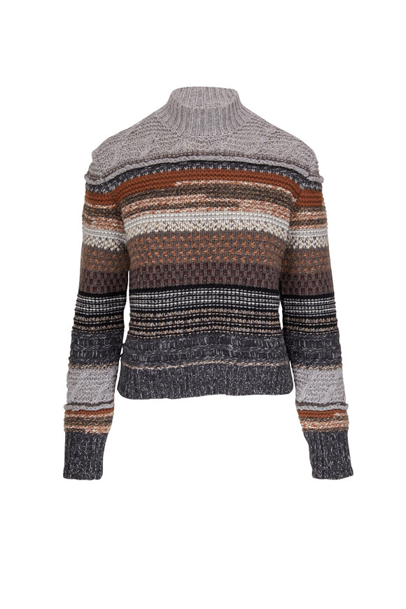 Chloé - Neutral Tonal Stripe Cashmere Knit Sweater