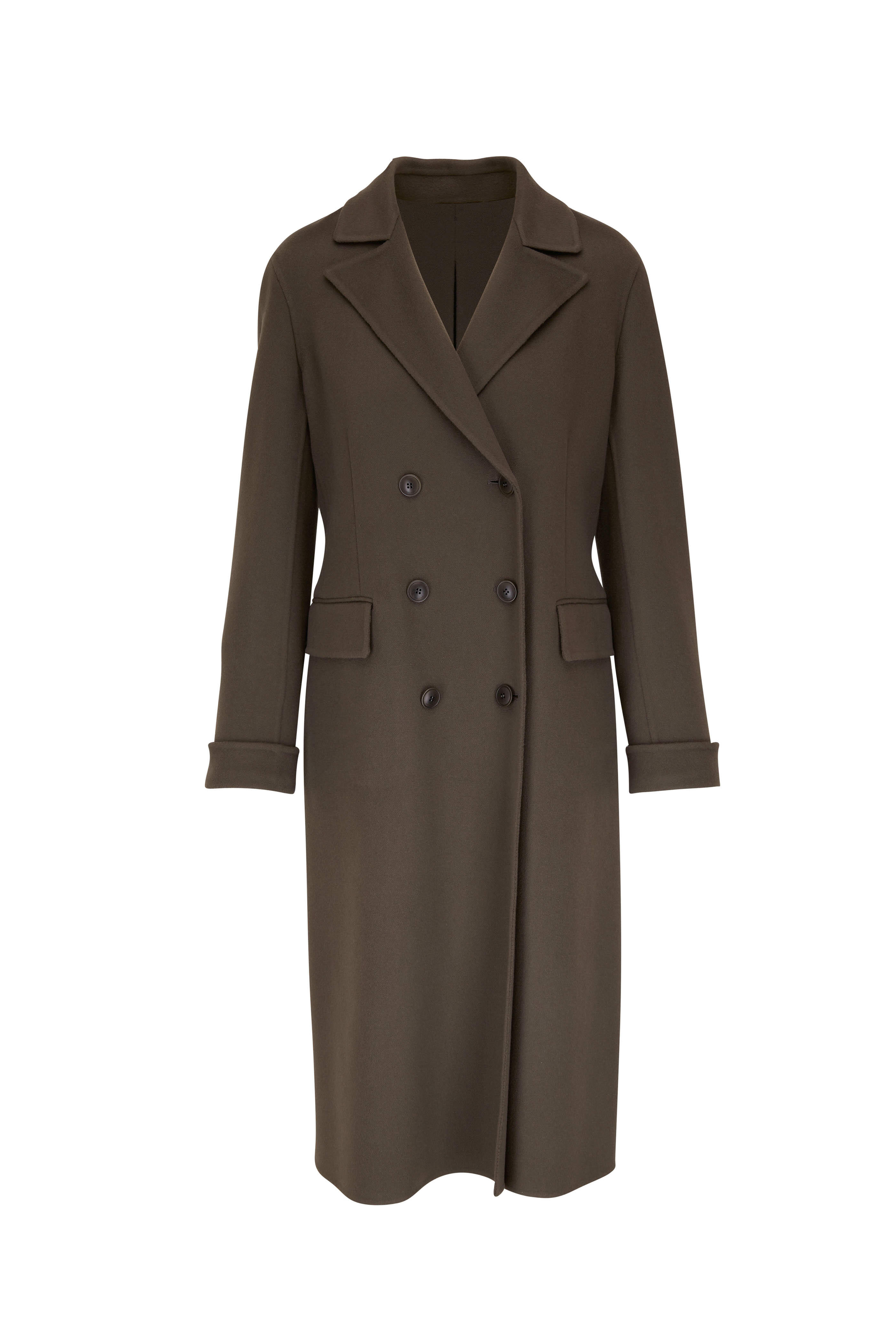 Loro Piana - Dark Khaki Baby Cashmere Long Coat | Mitchell Stores