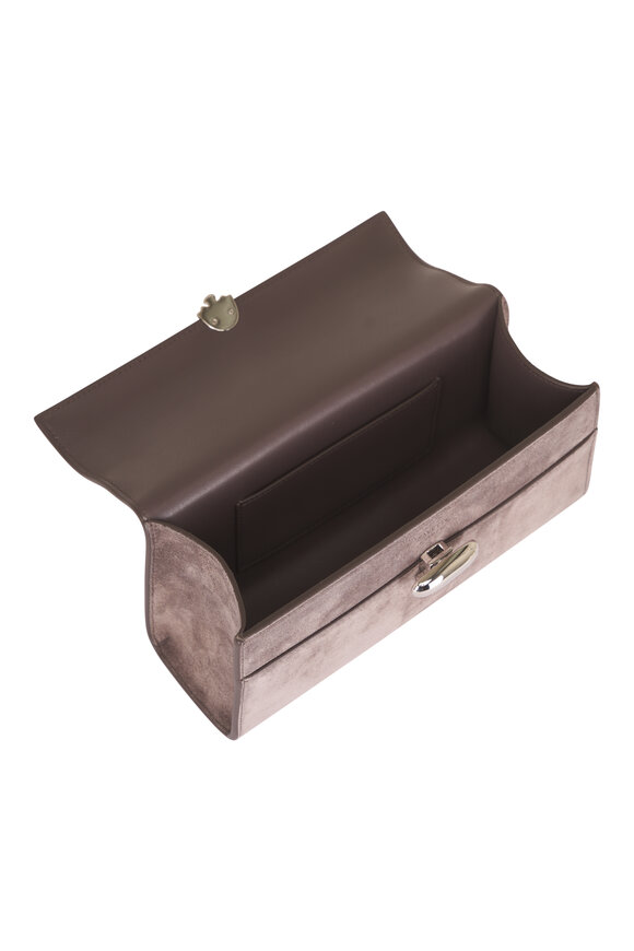 Savette Symmetry Pochette Gray Suede Top Handle Bag - view 5