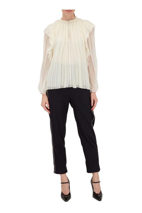 Chloé - White Gauze Ruffle Blouse