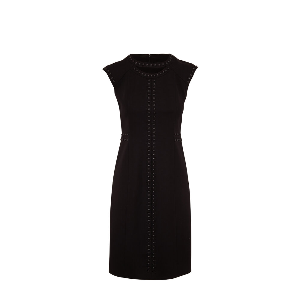 Akris Punto - Black Stud Detail Cap-Sleeve Shift Dress