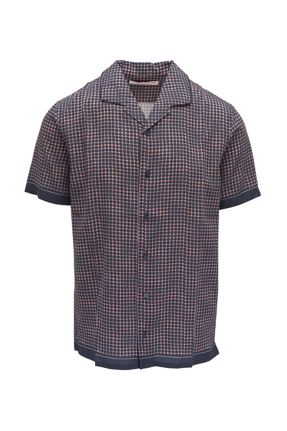 Orlebar Brown Hibbert Tiescape Firestone Print Collared Shirt