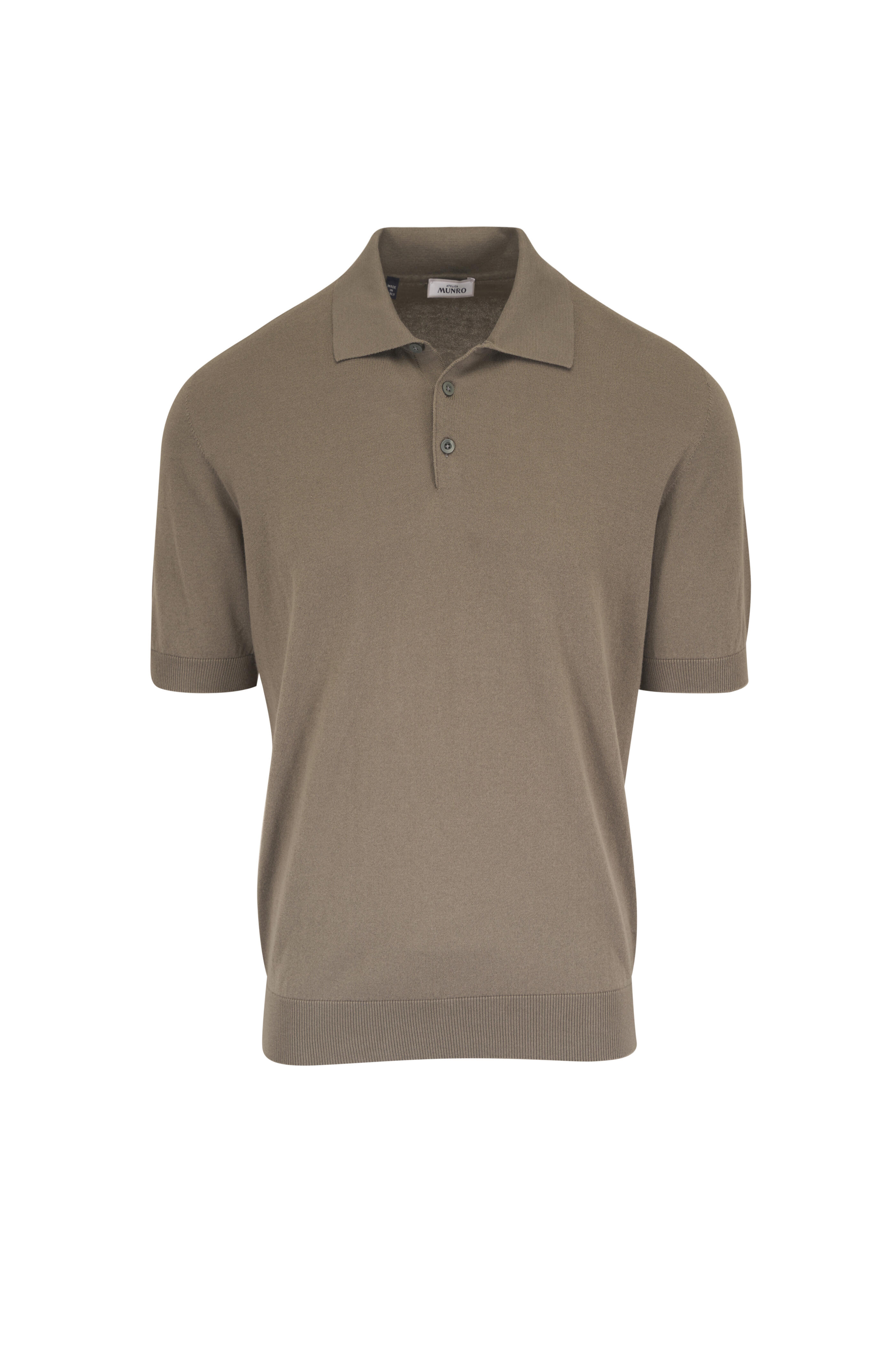 Atelier Munro - Olive Cotton Polo - view 1