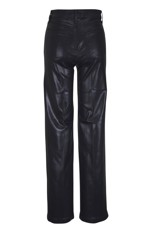 L'Agence - Clayton Noir Coated Wide Leg Jean