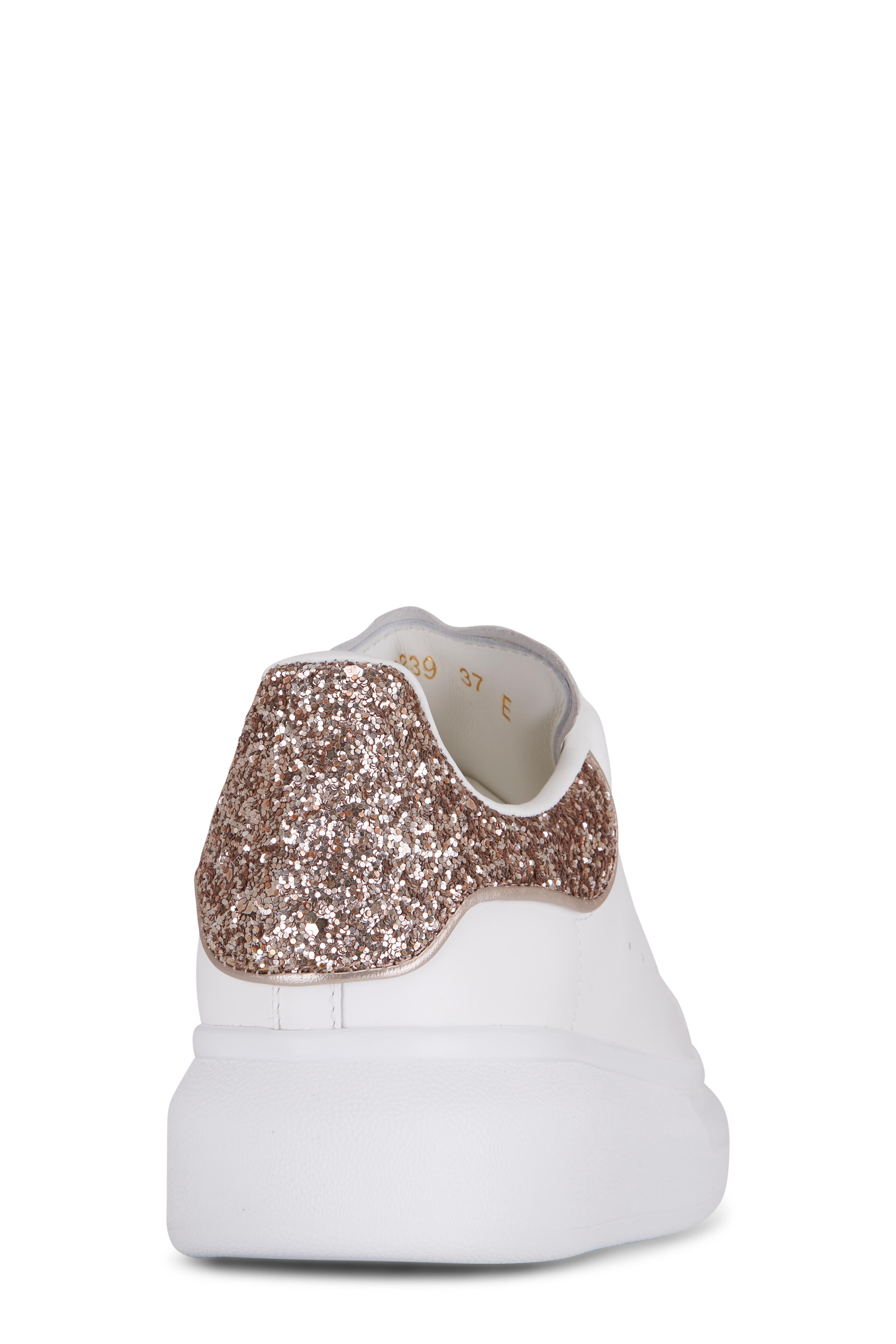 ALEXANDER MCQUEEN Glittered leather exaggerated-sole sneakers
