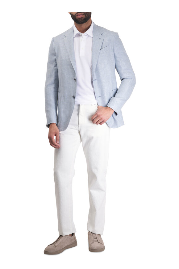Zegna Light Blue Linen, Wool & Silk Sportcoat
