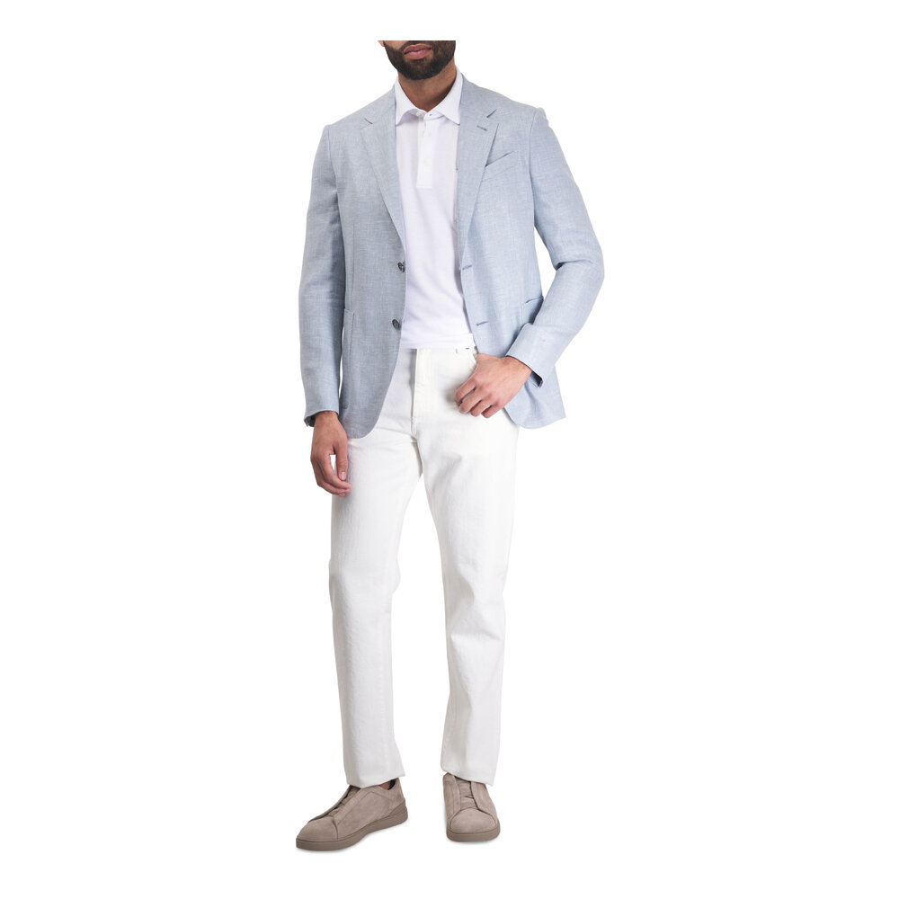 Zegna Men's Light Blue Linen, Wool & Silk Sportcoat