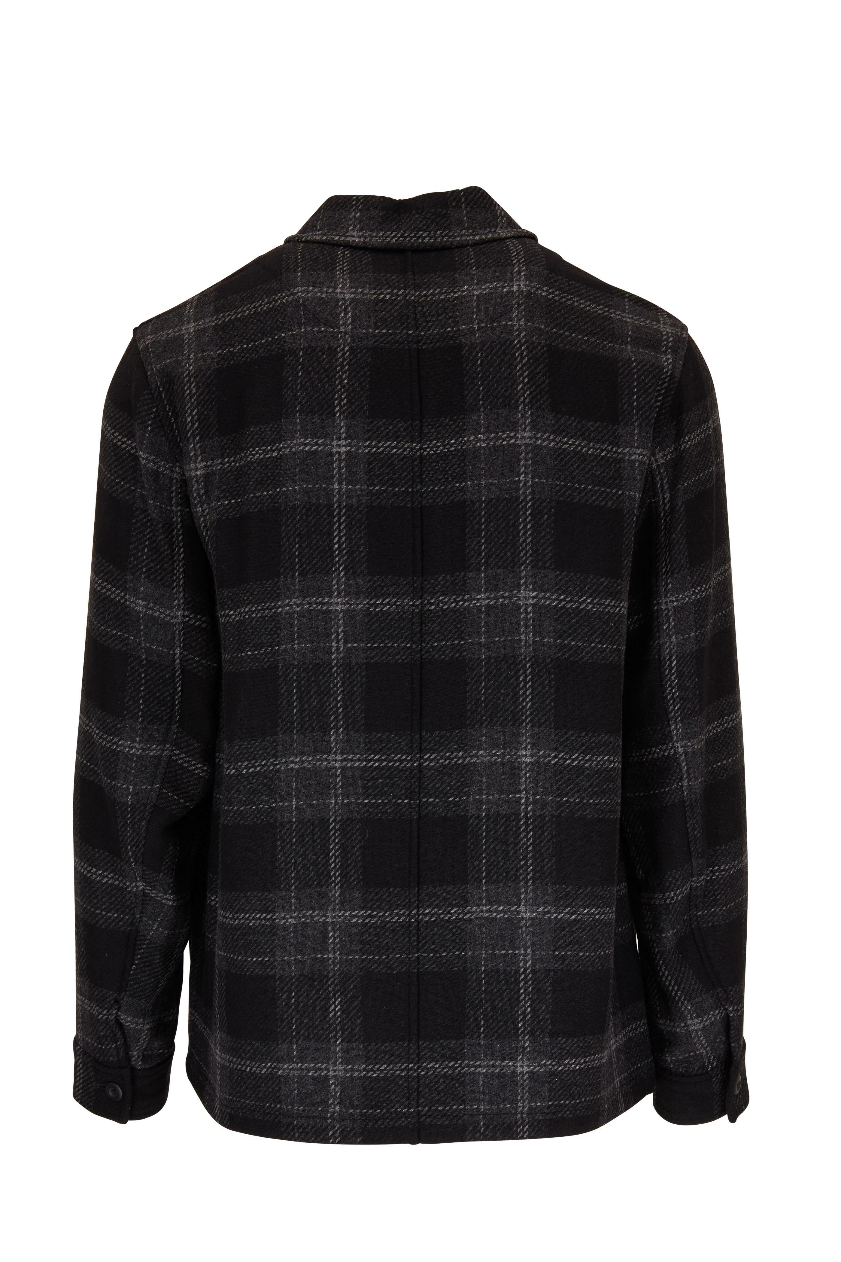Vince - Black & Deep Orchid Plaid Shirt Jacket