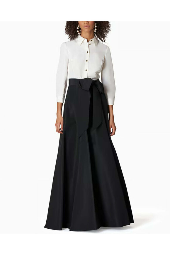 Carolina Herrera Black and White Belted Trench Gown - view 2