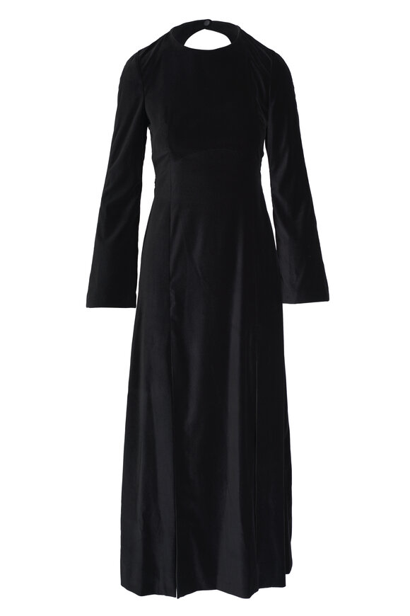 Akris Punto Black Techno Velvet Midi Dress 