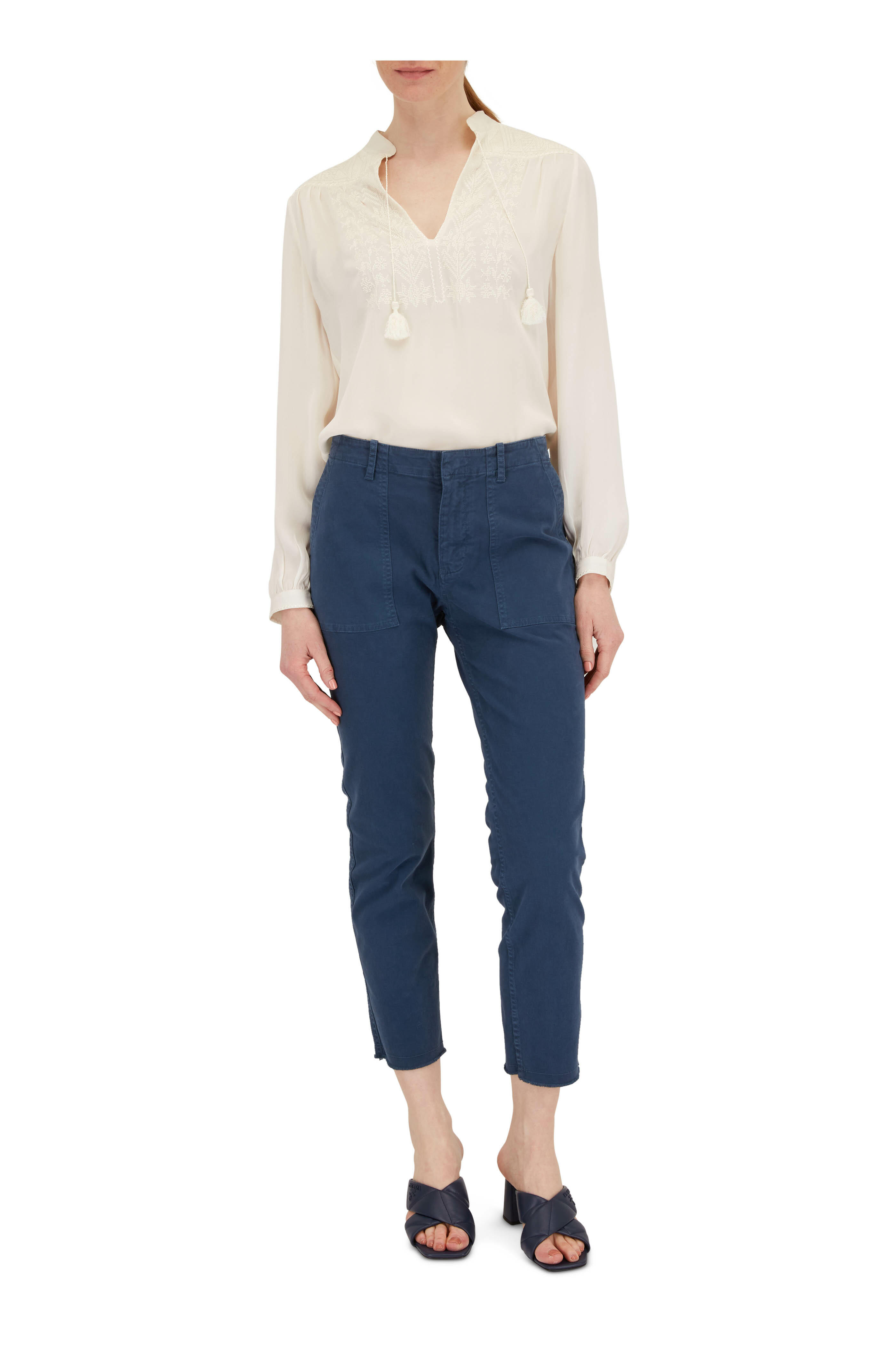 Nili Lotan - Jenna Marine Blue Mid-Rise Crop Pant