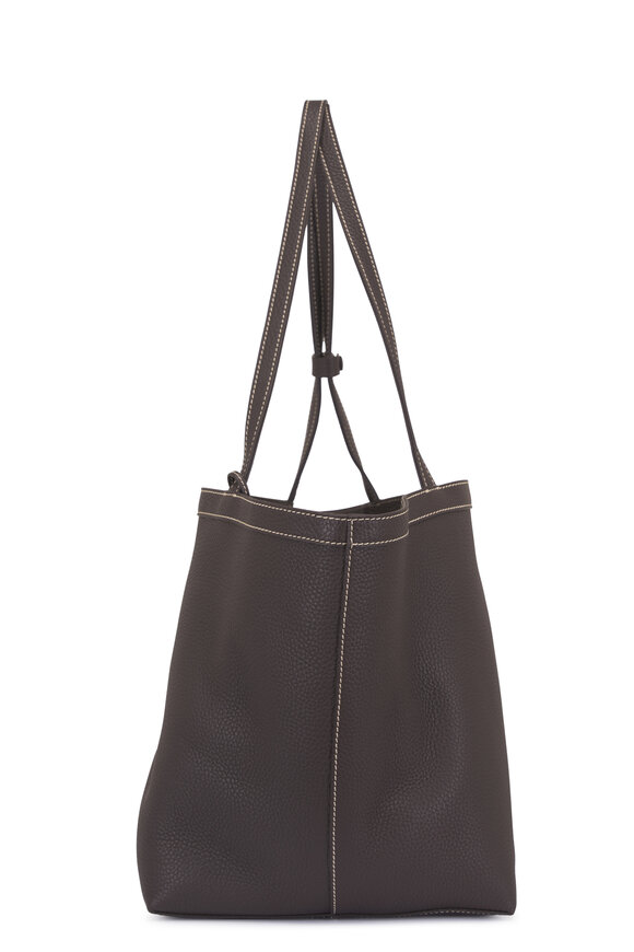 The Row Park Three Stitch Dark Brown & Ecru Leather Tote - view 3