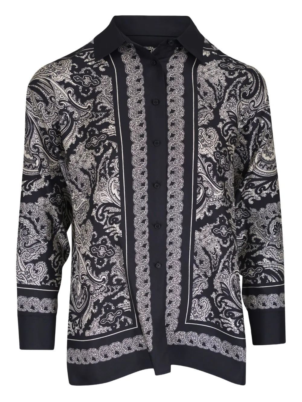 Nili Lotan - Alfie Black & Ivory Print Silk Shirt