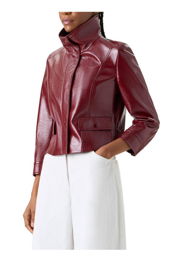 Akris Punto Pomegranate Crinkled Faux-Leather Jacket - view 4