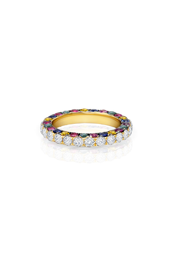 Graziela Gems 18k Yellow Gold Rainbow Gem Diamond Ring
