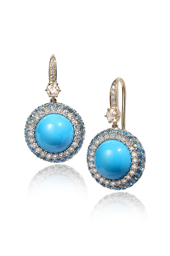 Nam Cho 18k Turquoise Blue Zircon Halo Drop Earring - view 1