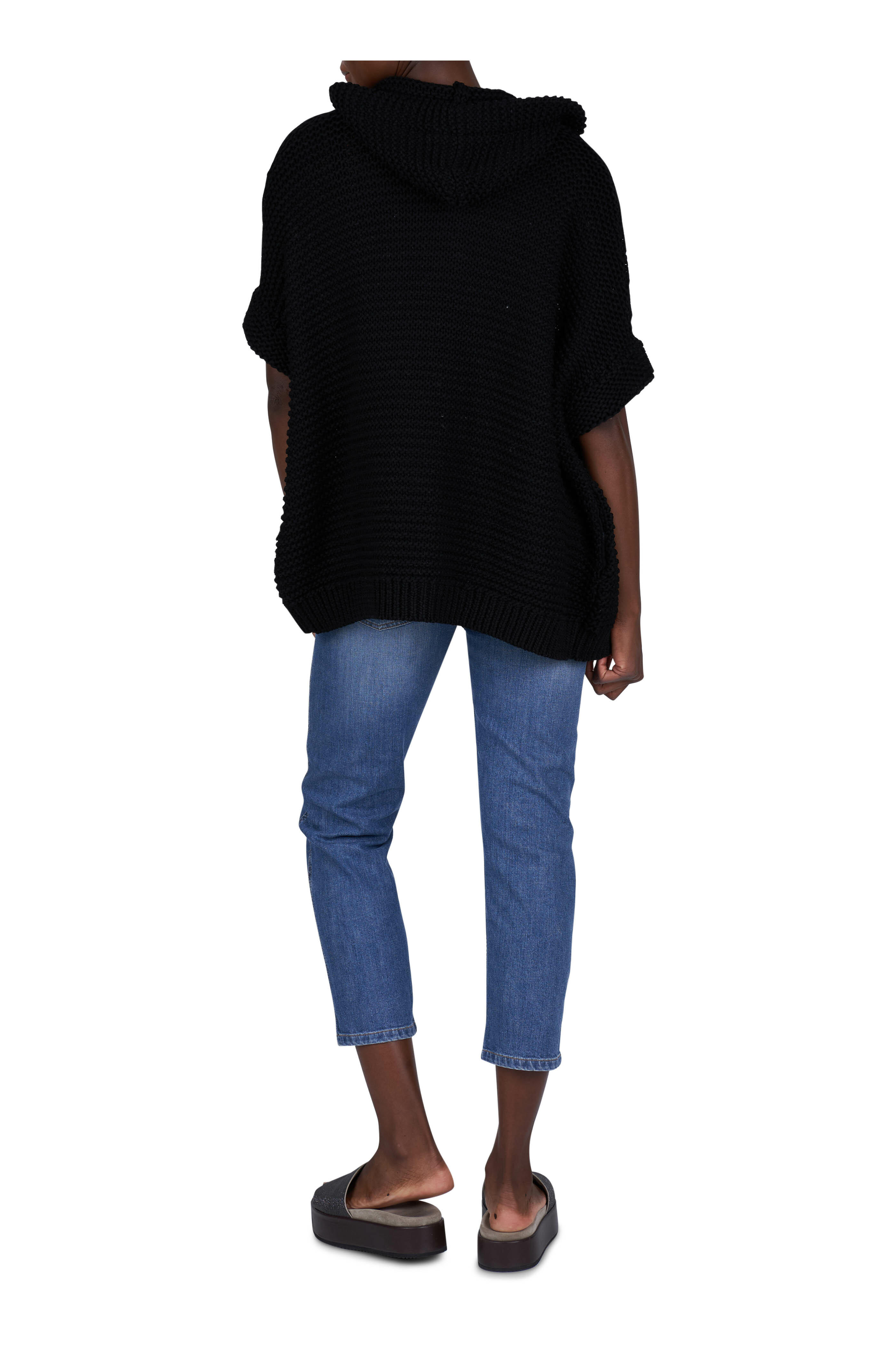 Brunello Cucinelli - Black Cotton Chunky Knit Zip Cardigan