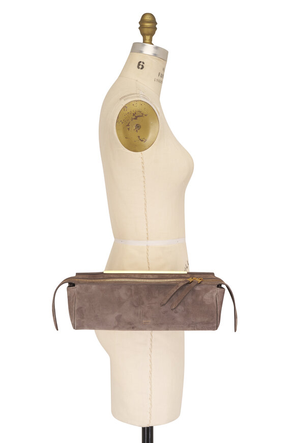 Khaite Donna Morning Dove Suede Evening Clutch - view 7