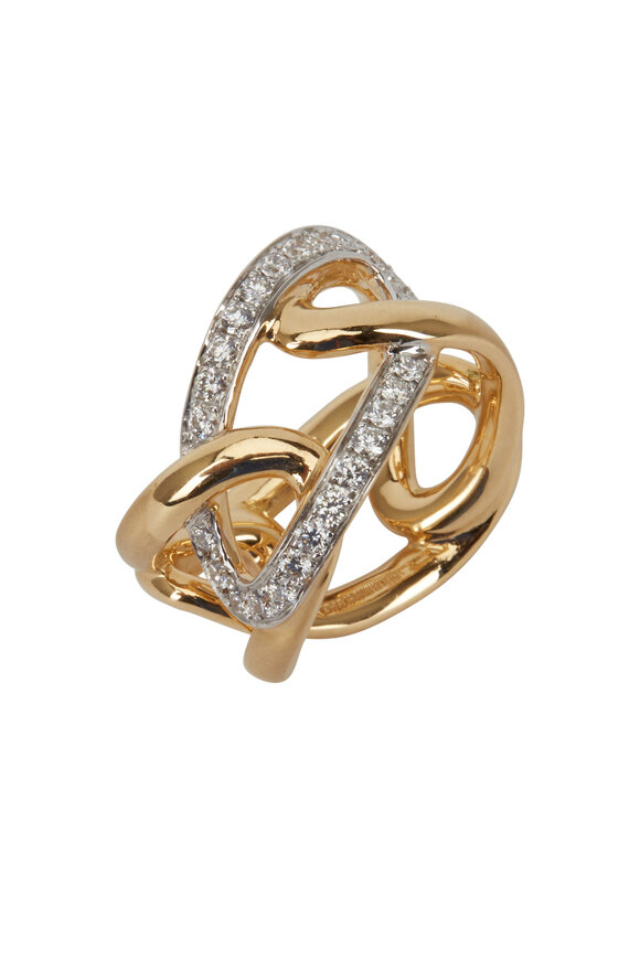 Assael - Angela Cummings Yellow Gold Diamond Scupted Ring