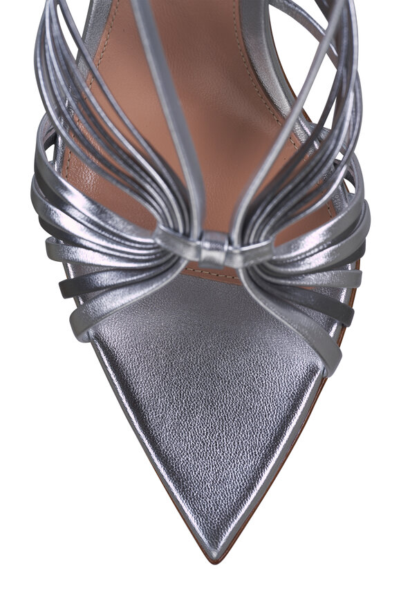 Gianvito Rossi Silver Metallic Leather Slingback Sandal, 85mm - view 5