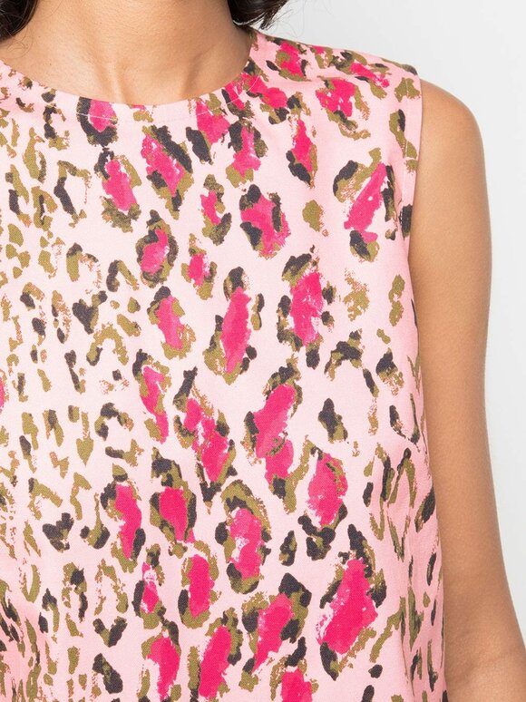 Carolina Herrera - Pink Leopard Stretch Cotton Sleeveless Dress