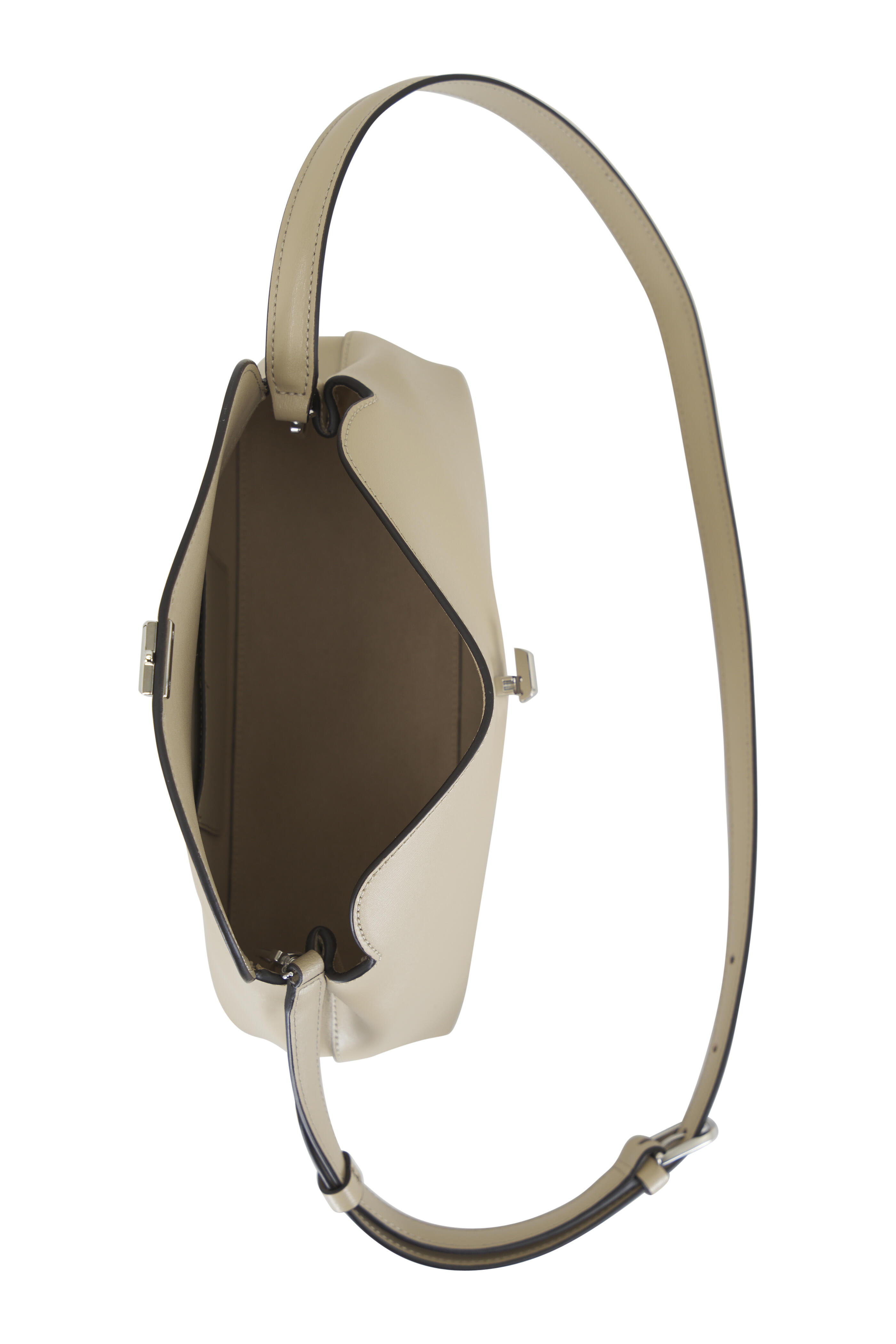 Totême - T-Lock Fawn Tan Leather Clutch