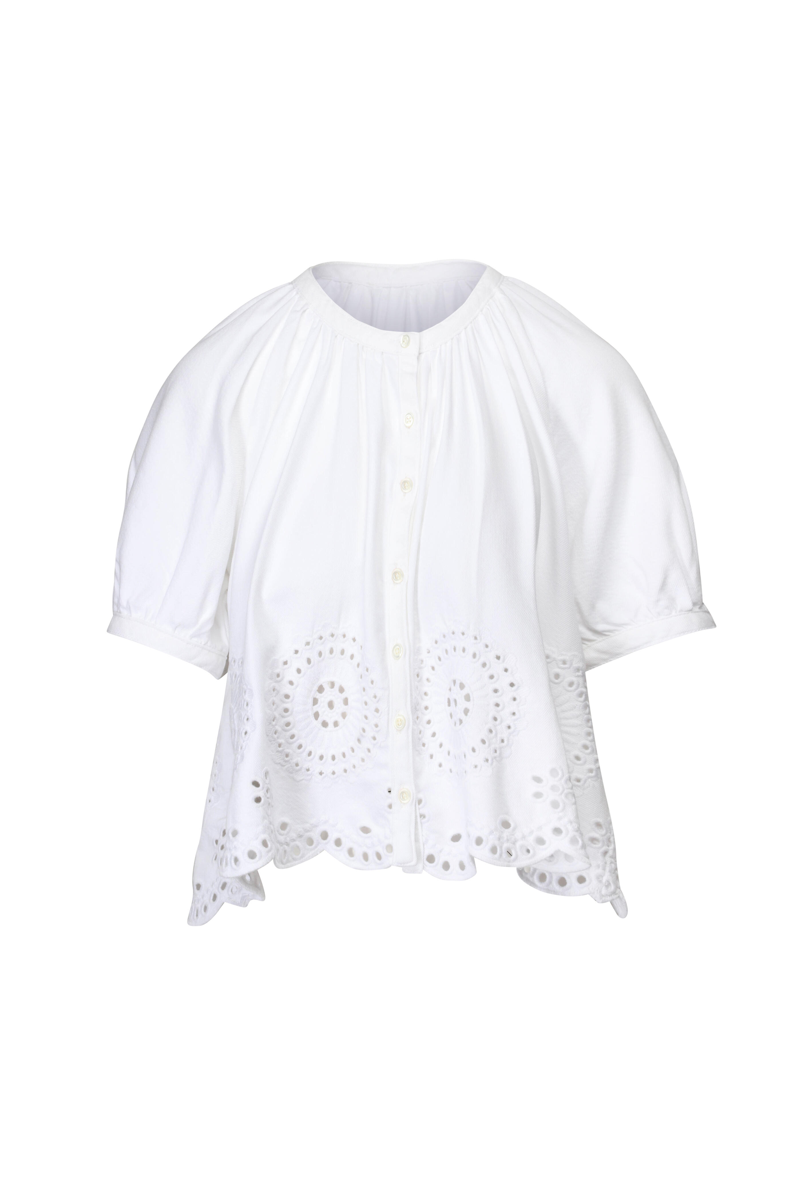 Frame - The Eyelet White Resort Blouse