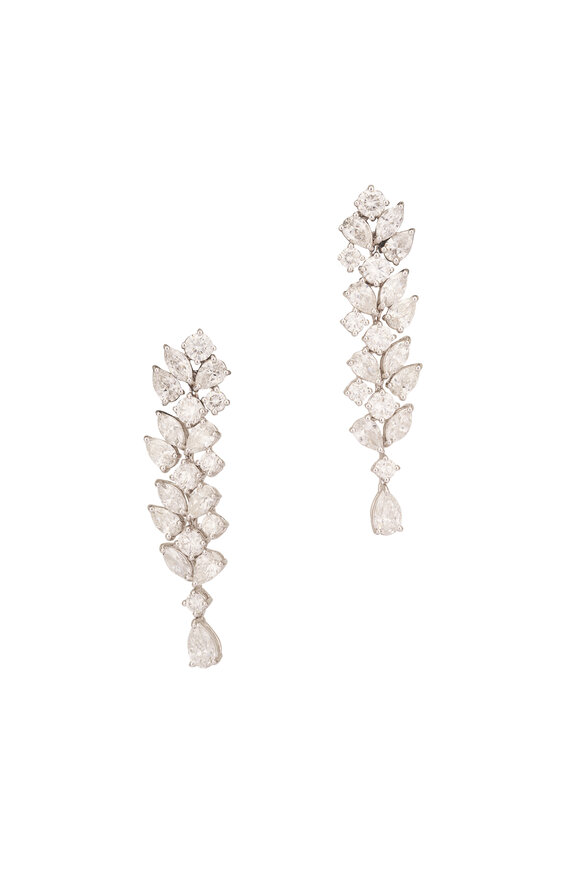 ZYDO 18k White Gold Fancy Cut Diamond Drop Earrings