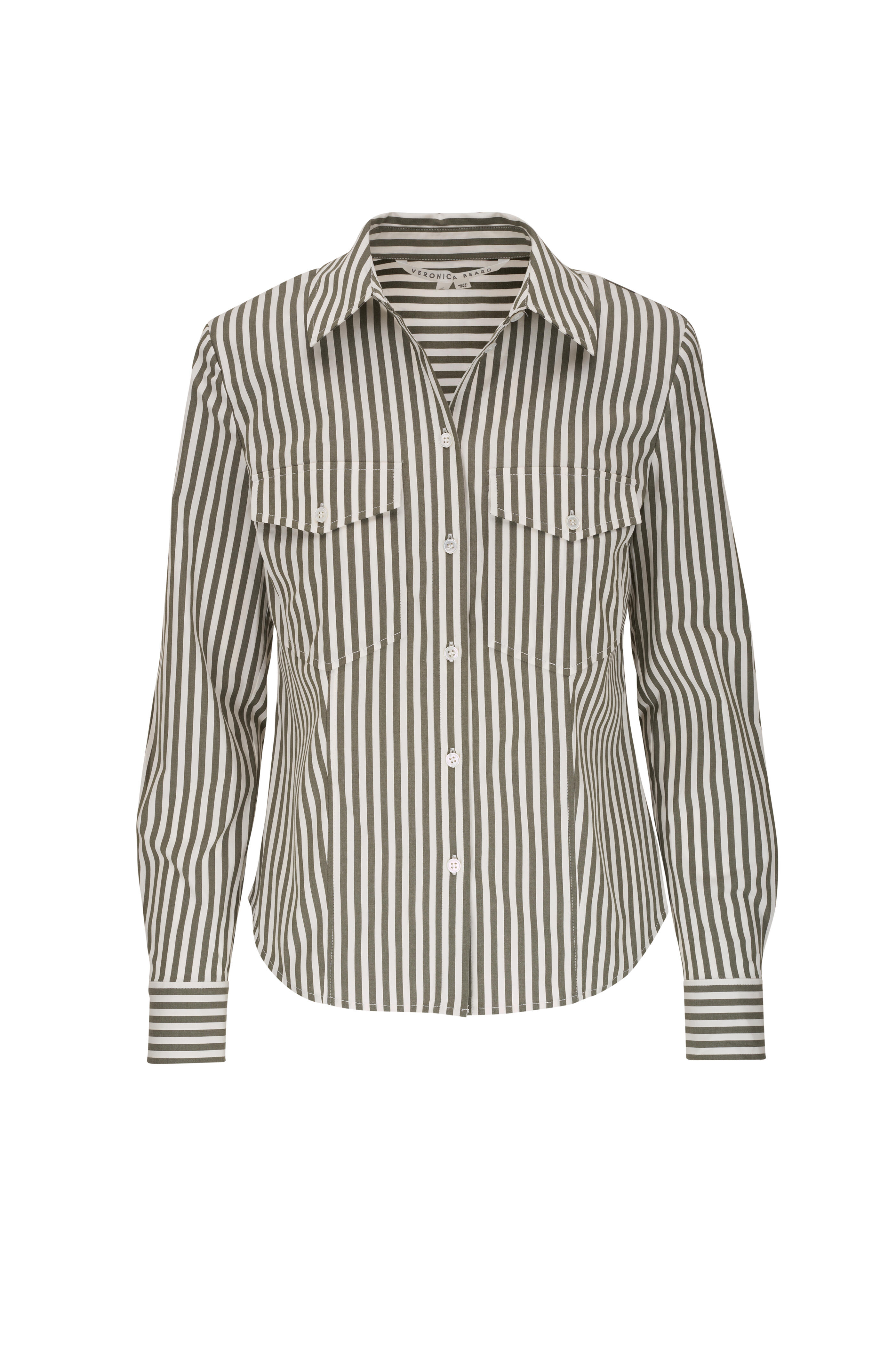Veronica Beard - Barnette Bright Army & White Striped Shirt