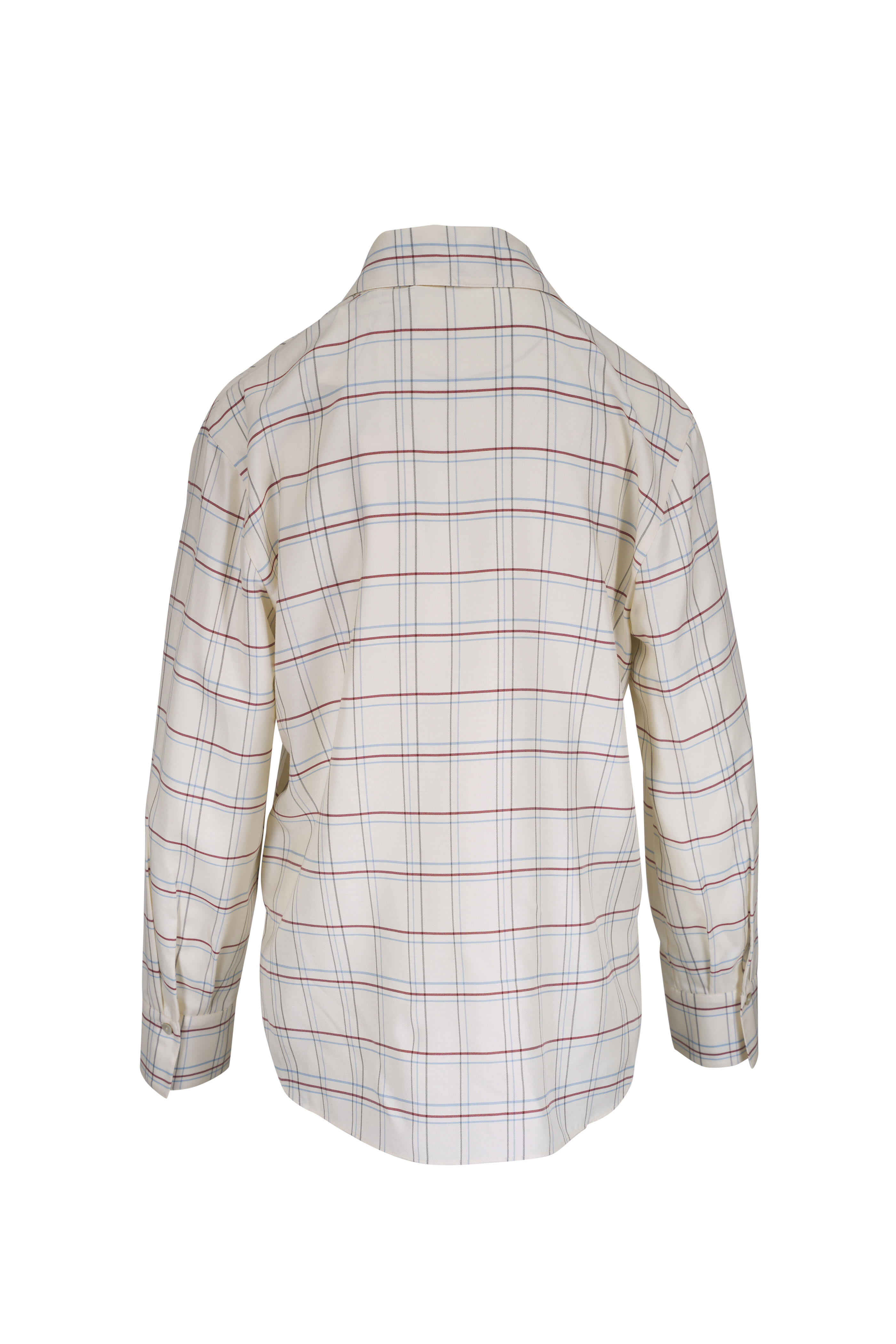 Vince - Cream Multicolor Plaid Blouse