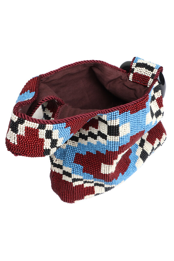 Veronica Beard Red Beaded Swing Top Handle Clutch - view 4