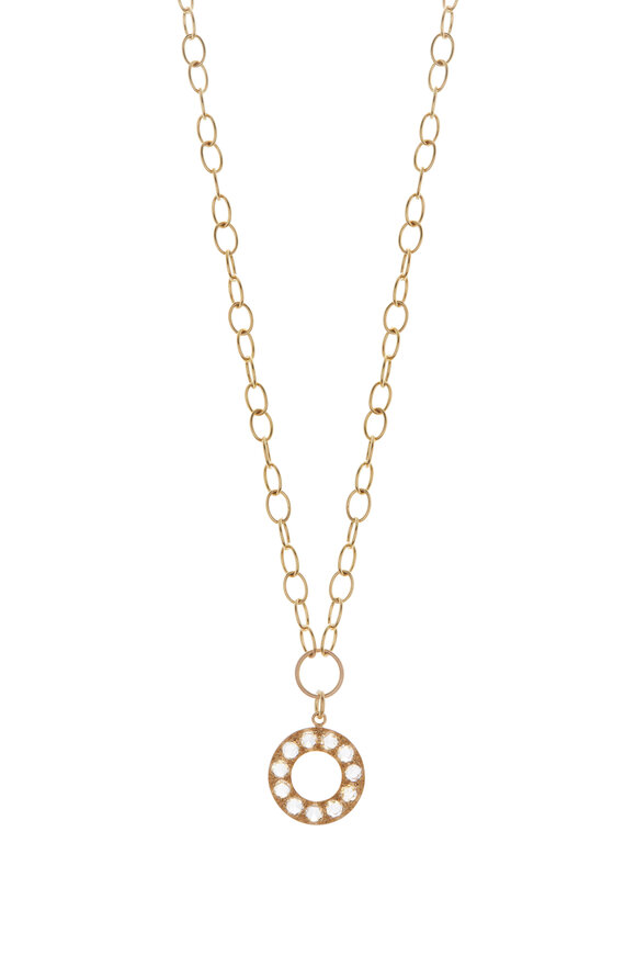 Caroline Ellen - Diamond Circle Pendant Necklace