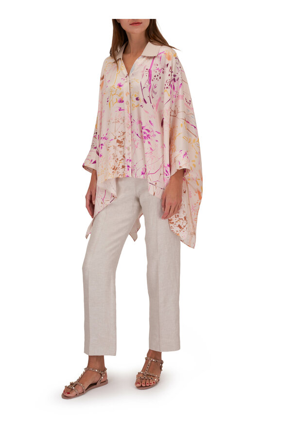 Agnona - Ivory Multi Floral Print Blouse