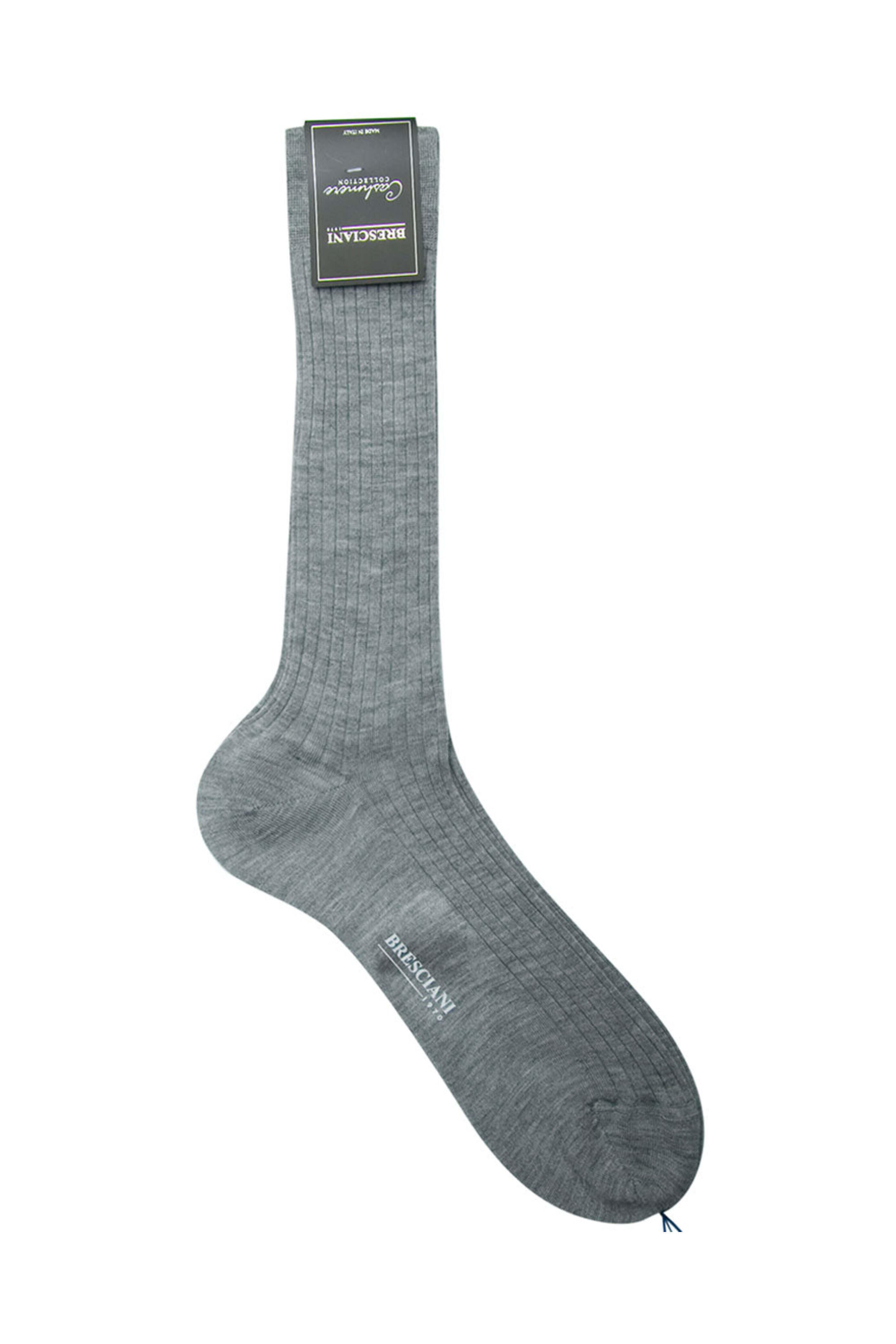 Bresciani srl - Cashmere and Silk Ribbed Socks in Grey