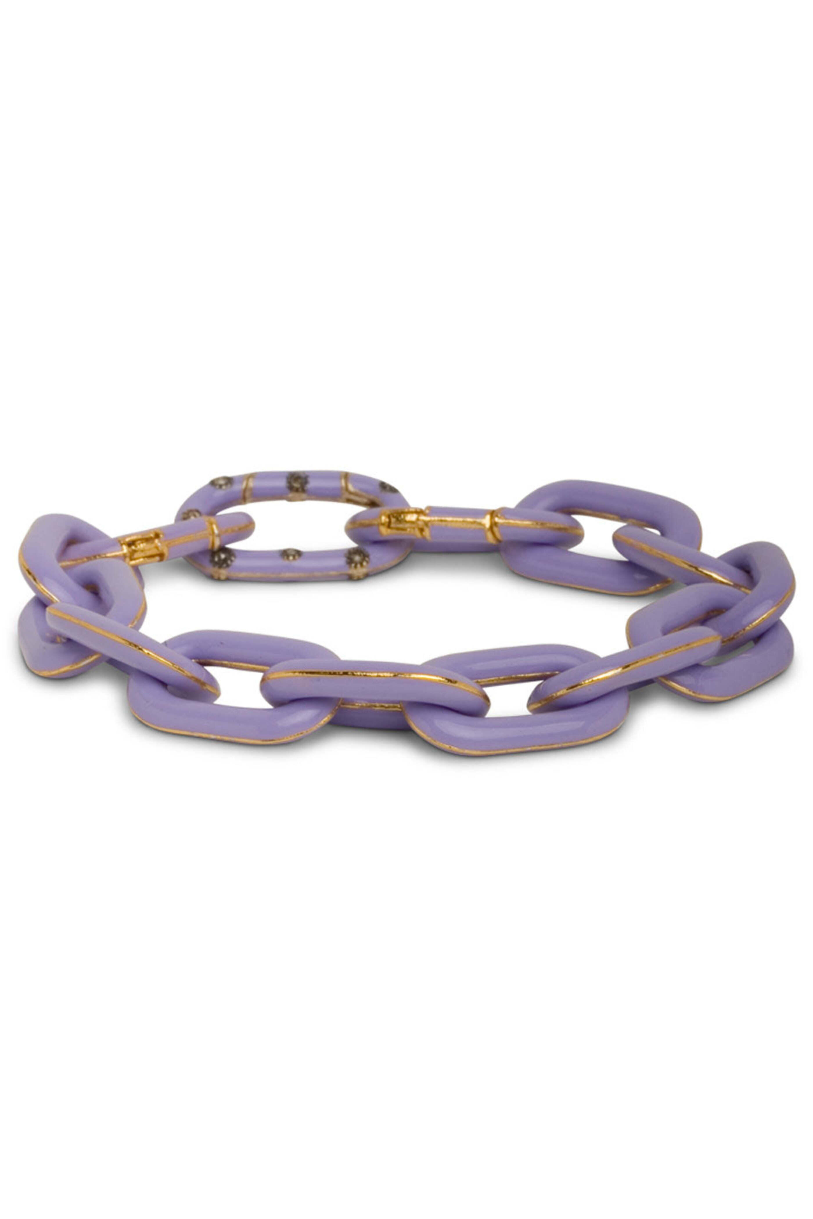 Royal Nomad Jewelry - Lavender Enamel and Diamond Link Bracelet