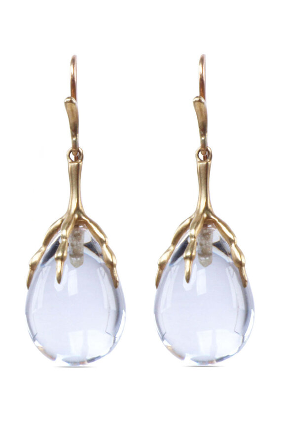 Annette Ferdinandsen Crystal Egg with Gold Claw Earrings