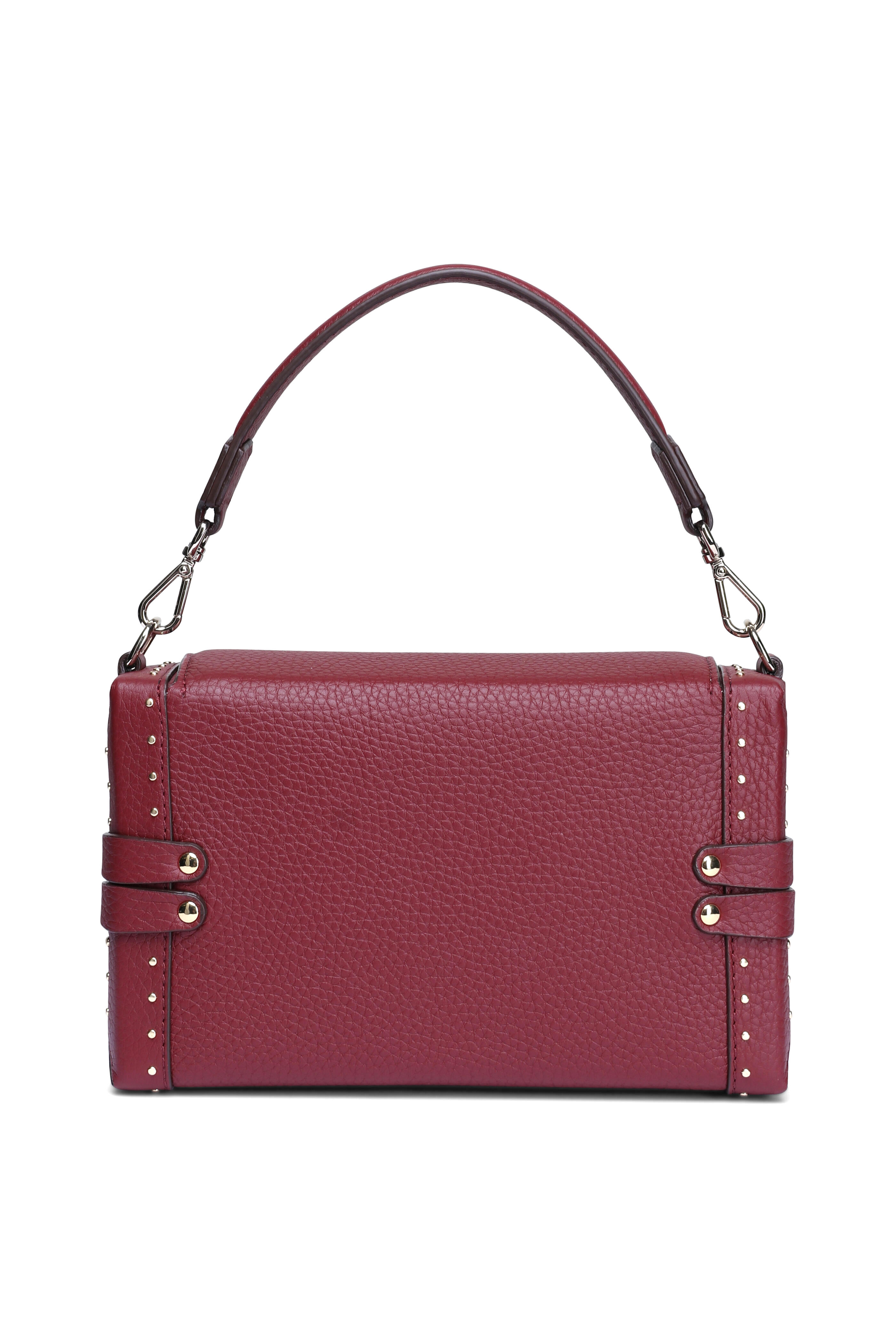 Moreau Paris - Small Victoria Burgundy Leather Top Handle Bag